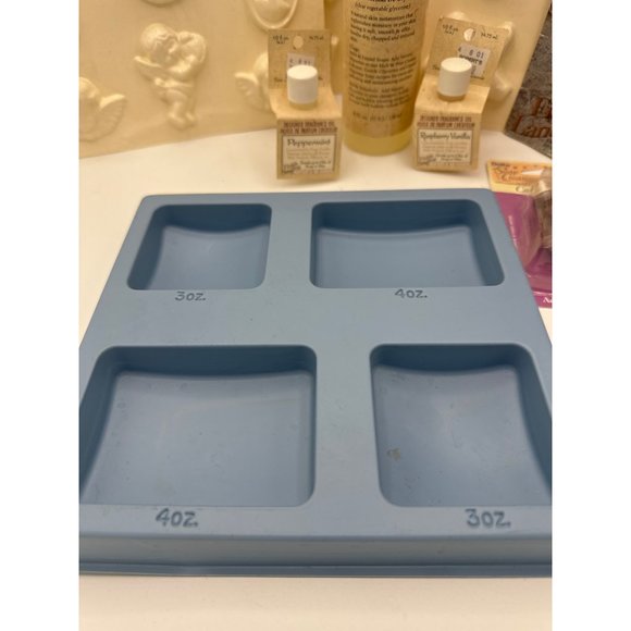 Vintage Soap Making Supplies Molds, Glycerin, Coloring and Scents with Book - Picture 2 of 10